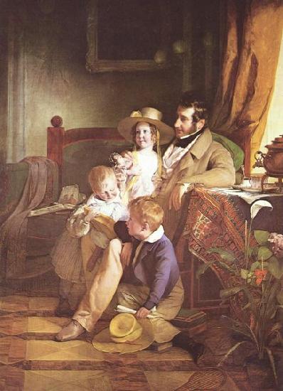Friedrich von Amerling Portrat des Rudolf von Arthaber und seiner Kinder France oil painting art